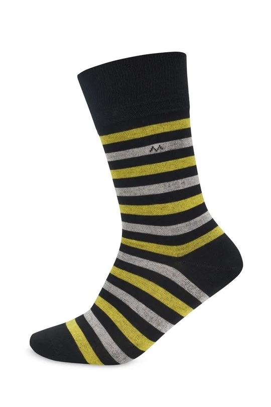 Hemington - Çizgili Siyah Yazlık Pamuk Çorap