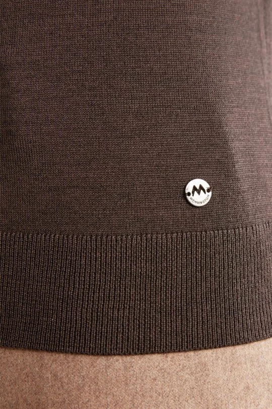 Hemington - Desenli Kahverengi-Pembe Lupetto Yaka Merino Yün Triko (6)