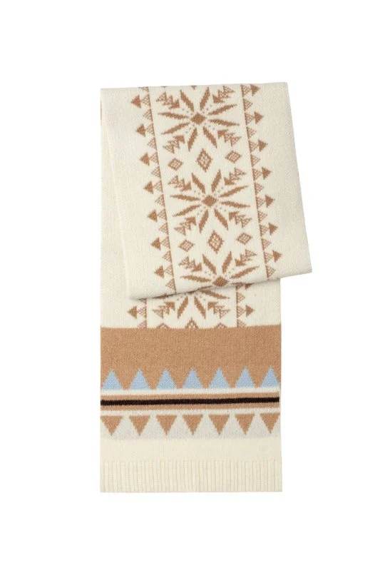 Hemington - Desenli Kaşmir Karışım Ekru Çocuk Atkı (4)