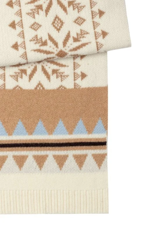 Hemington - Desenli Kaşmir Karışım Ekru Çocuk Atkı (5)