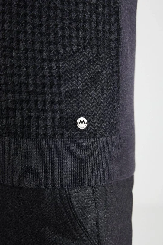 Hemington - Desenli Lupetto Yaka Merino Yün Antrasit Triko (3)