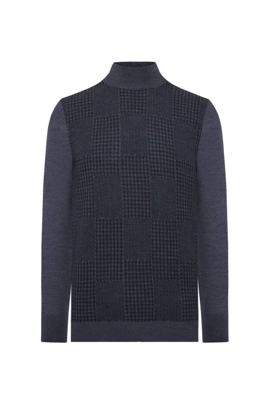 Hemington - Desenli Lupetto Yaka Merino Yün Antrasit Triko (5)