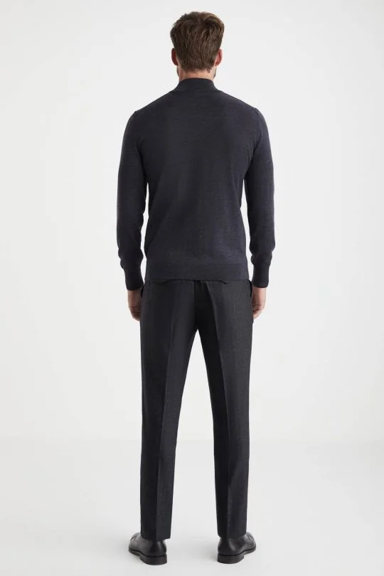 Hemington - Desenli Lupetto Yaka Merino Yün Antrasit Triko (4)