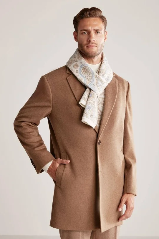 Hemington - Desenli Merino Yün Ekru Atkı (2)