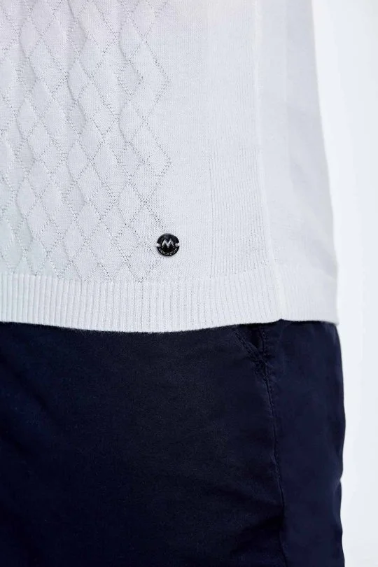 Hemington - Desenli Saf Pamuk Kırık Beyaz Triko Polo (6)