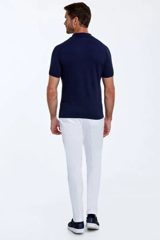 Hemington - Desenli Saf Pamuk Lacivert Triko Polo (4)