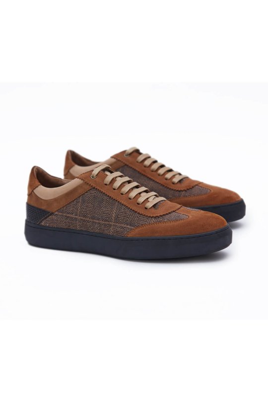 Desenli Tütün Rengi Triko Sneaker