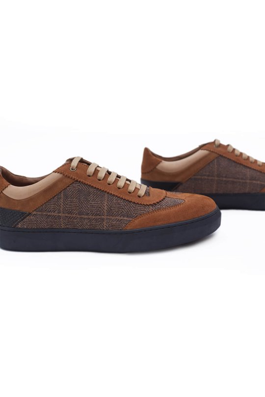 Desenli Tütün Rengi Triko Sneaker
