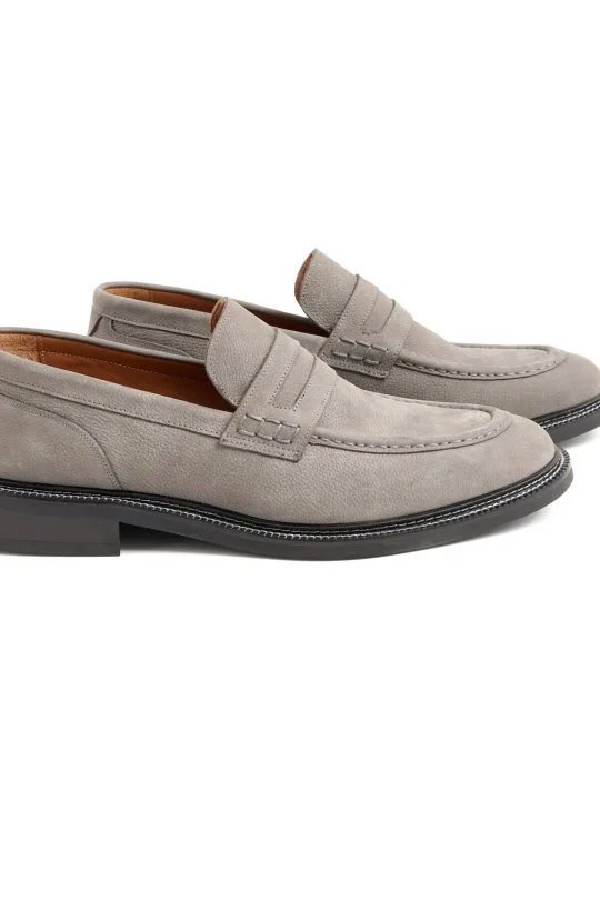Dikiş Detaylı Gri Loafer