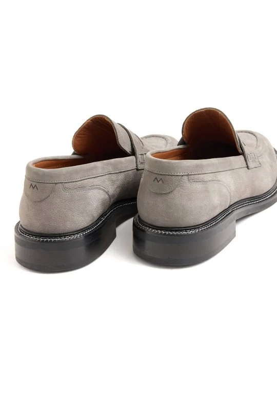 Dikiş Detaylı Gri Loafer