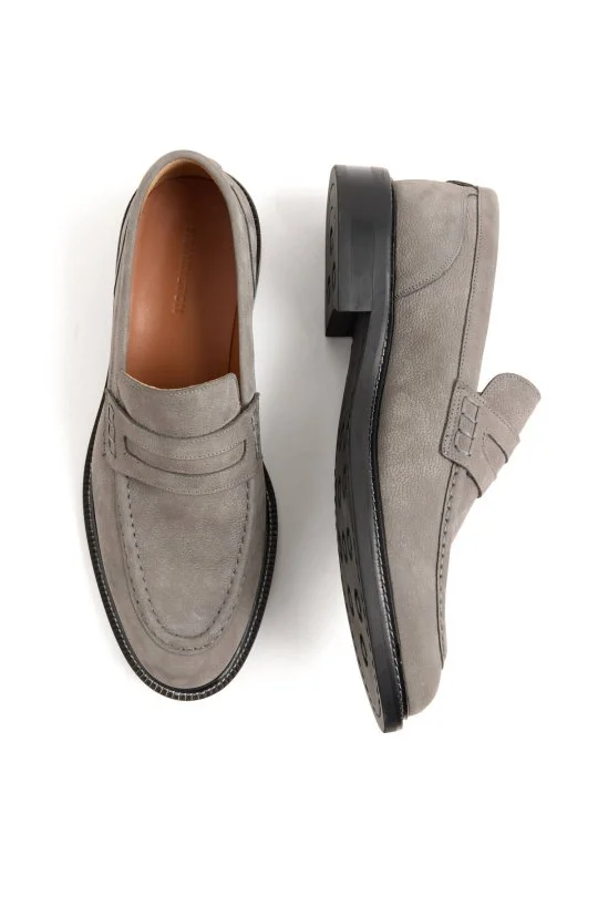 Dikiş Detaylı Gri Loafer