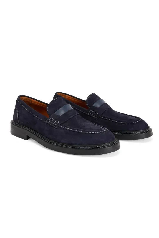 Dikiş Detaylı Lacivert Loafer