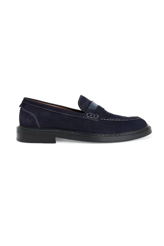 Dikiş Detaylı Lacivert Loafer