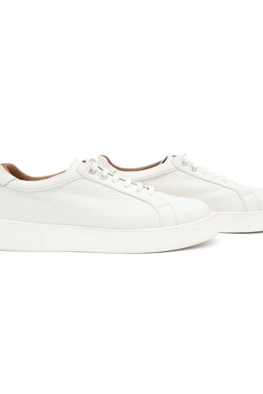 Doğal Deri El Yapımı Beyaz Sneaker