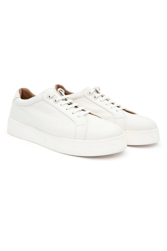 Doğal Deri El Yapımı Beyaz Sneaker