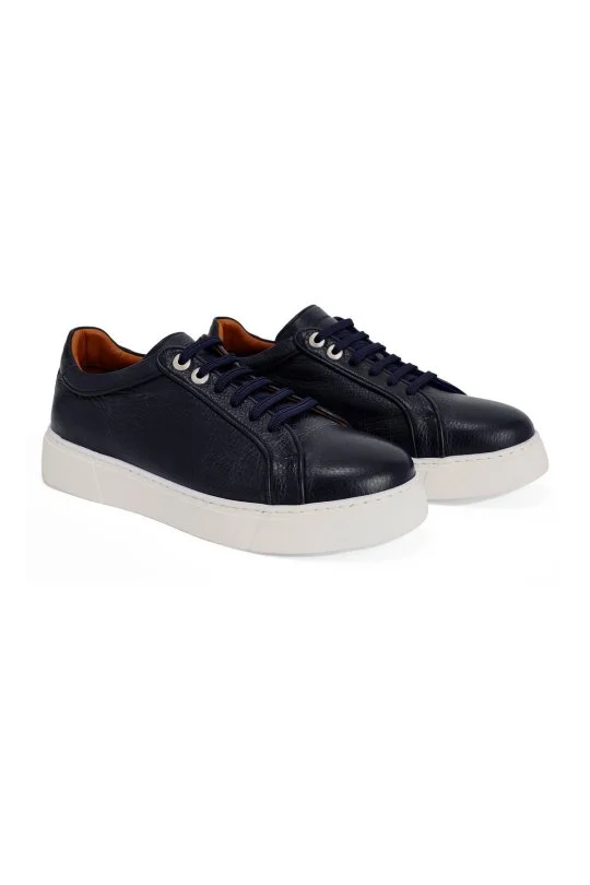 Hemington - Doğal Deri El Yapımı Lacivert Sneaker (1)
