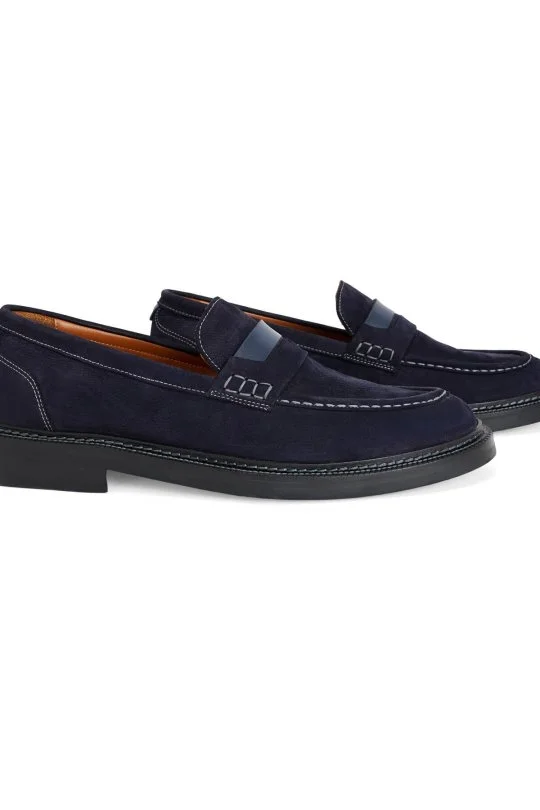 Hemington - Doğal Deri Lacivert Loafer (1)