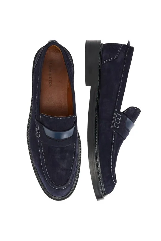 Hemington - Doğal Deri Lacivert Loafer (4)
