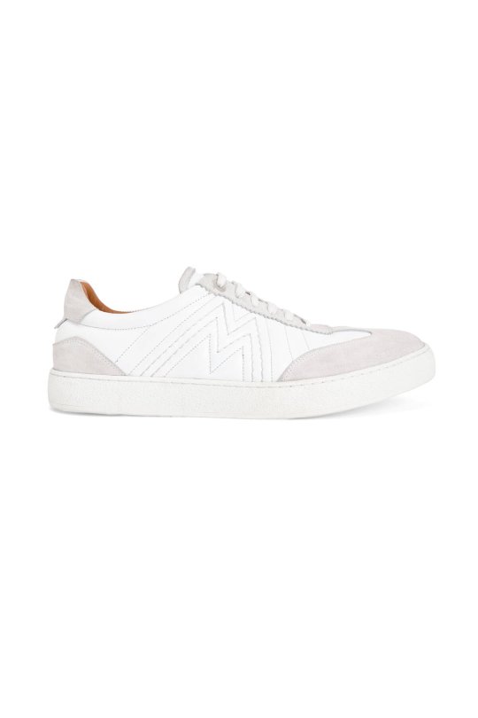 Doğal Deri M Logo Detaylı Beyaz Sneaker