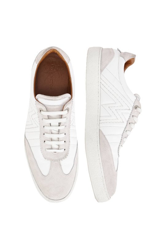 Doğal Deri M Logo Detaylı Beyaz Sneaker