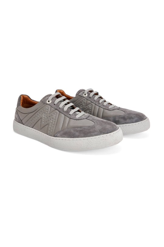 Doğal Deri M Logo Detaylı Gri Sneaker