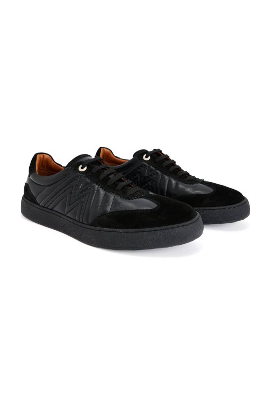 Doğal Deri M Logo Detaylı Siyah Sneaker