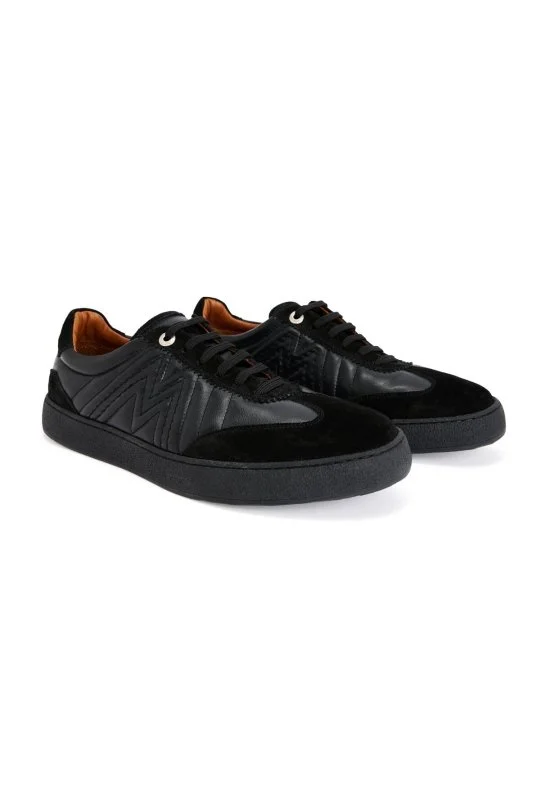 Hemington - Doğal Deri M Logo Detaylı Siyah Sneaker (1)