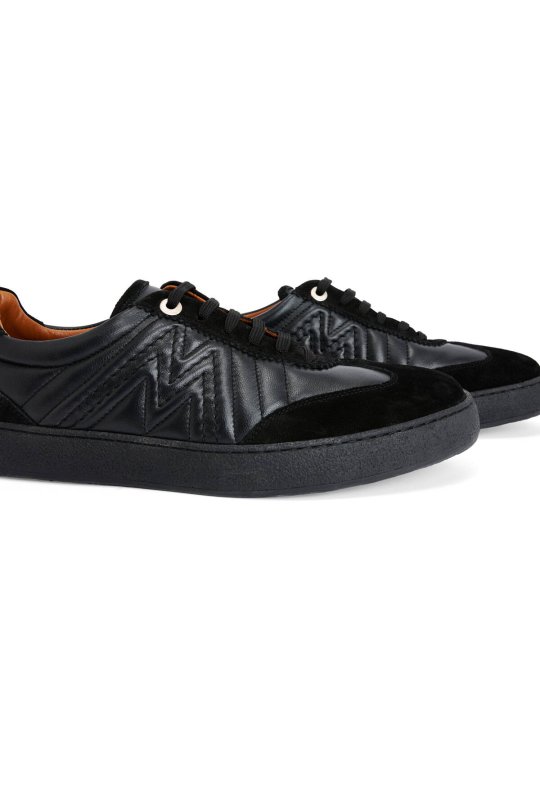 Doğal Deri M Logo Detaylı Siyah Sneaker