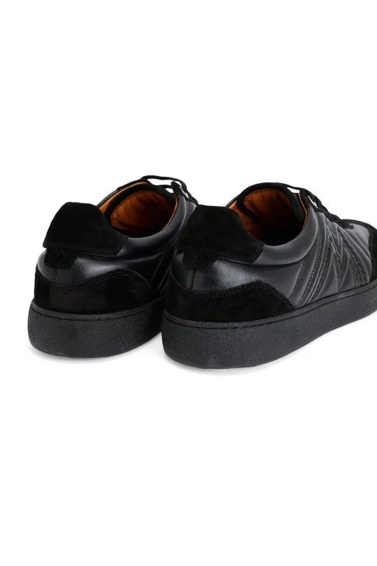 Hemington - Doğal Deri M Logo Detaylı Siyah Sneaker (3)