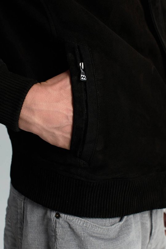 Doğal Deri Metal Düğmeli Siyah Spor Ceket
