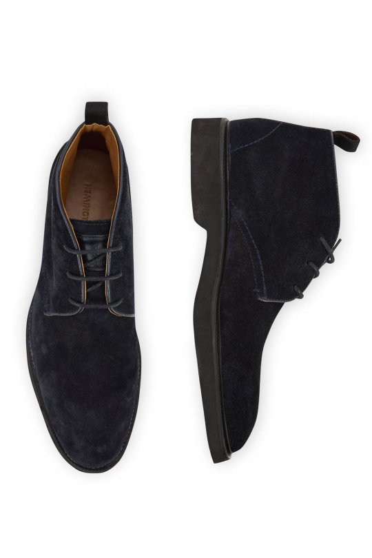 Doğal Süet Deri El Yapımı Lacivert Bot