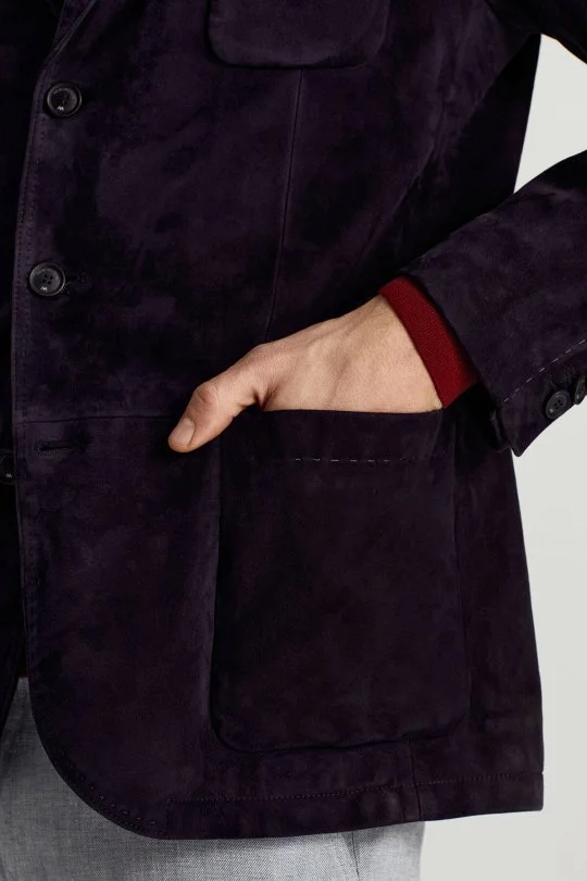 Hemington - Doğal Süet Deri Lacivert Spor Ceket (5)