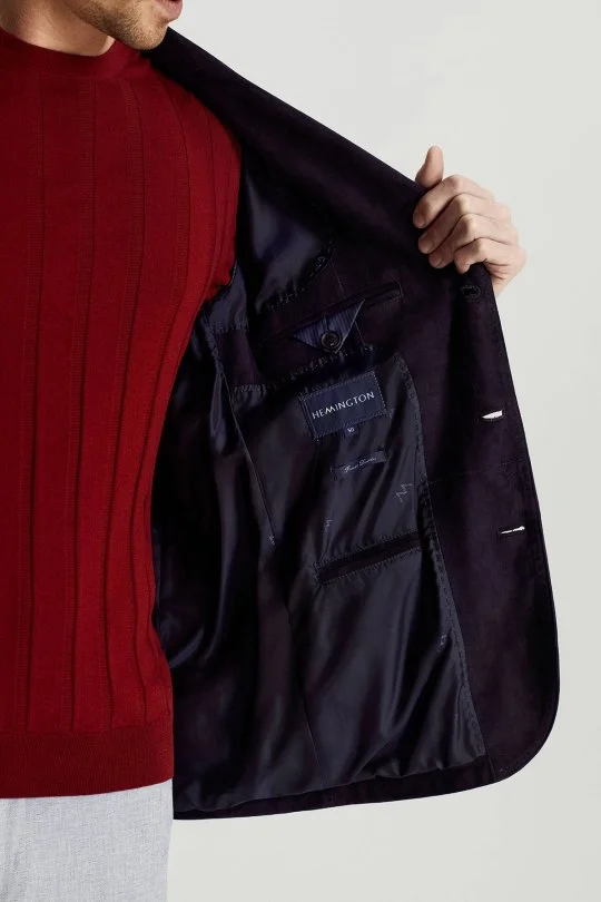 Hemington - Doğal Süet Deri Lacivert Spor Ceket (3)