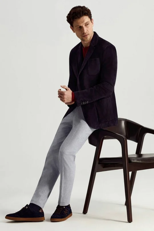 Hemington - Doğal Süet Deri Lacivert Spor Ceket (1)