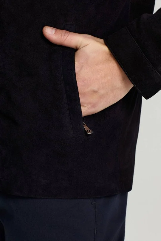 Hemington - Doğal Süet Lacivert Deri Ceket (4)