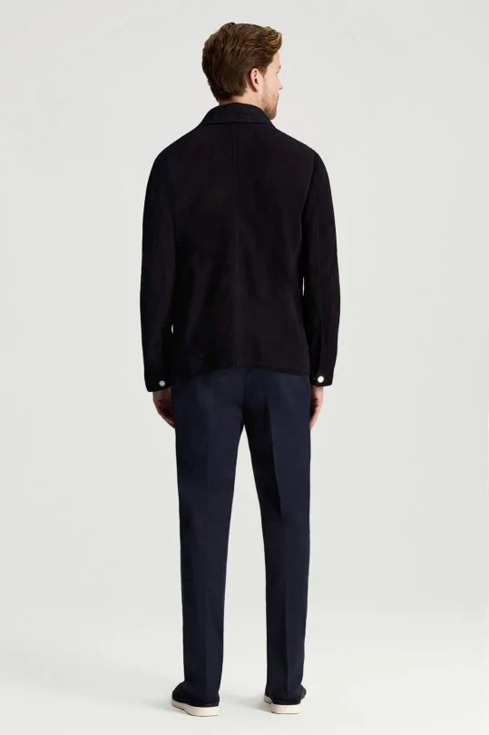 Hemington - Doğal Süet Lacivert Deri Ceket (5)