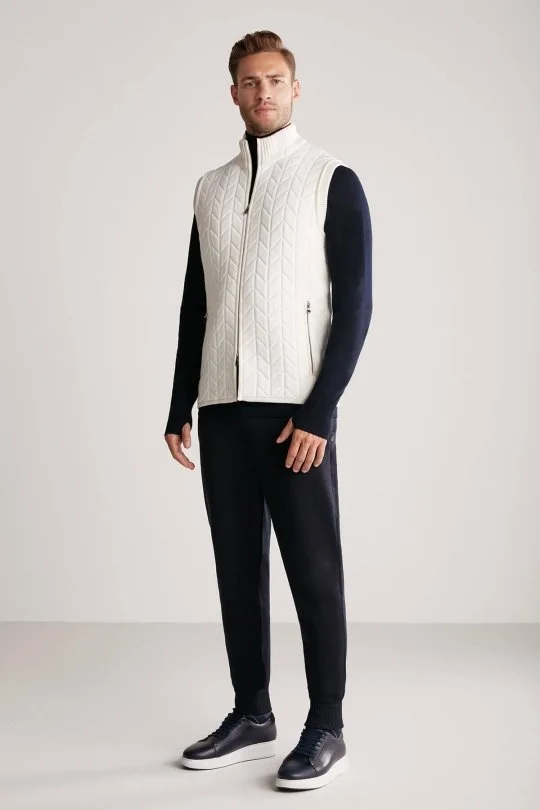 Hemington - Ekru Activewear Merino Yün Triko Yelek (1)