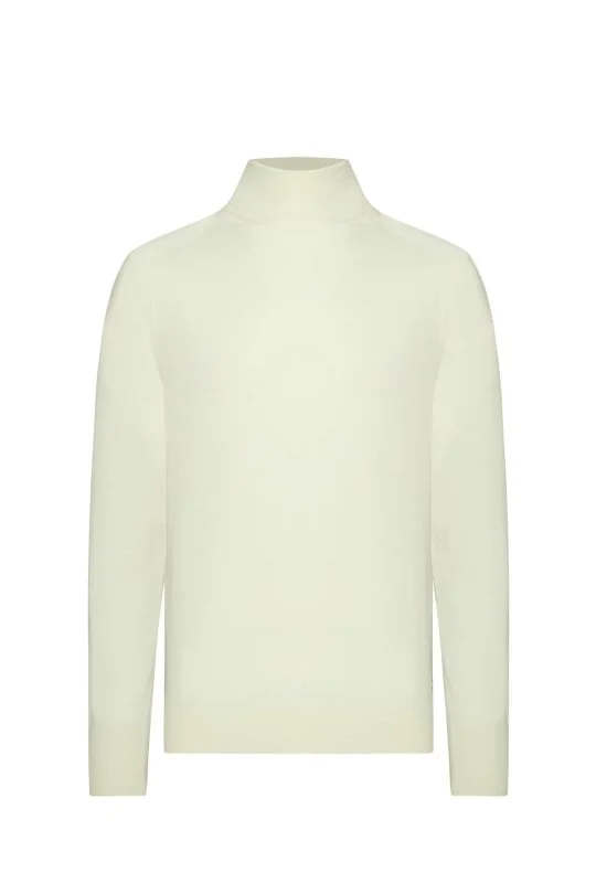 Hemington - Ekru Boğazlı Slim Fit Merino Yün Triko (6)