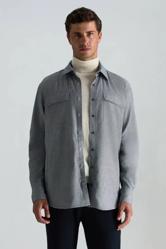 Hemington - Ekru Boğazlı Slim Fit Merino Yün Triko (1)