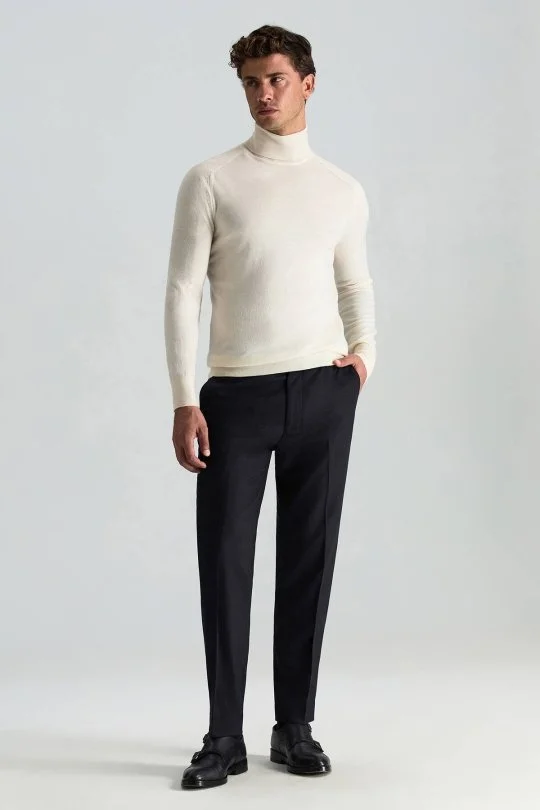 Hemington - Ekru Boğazlı Slim Fit Merino Yün Triko (2)