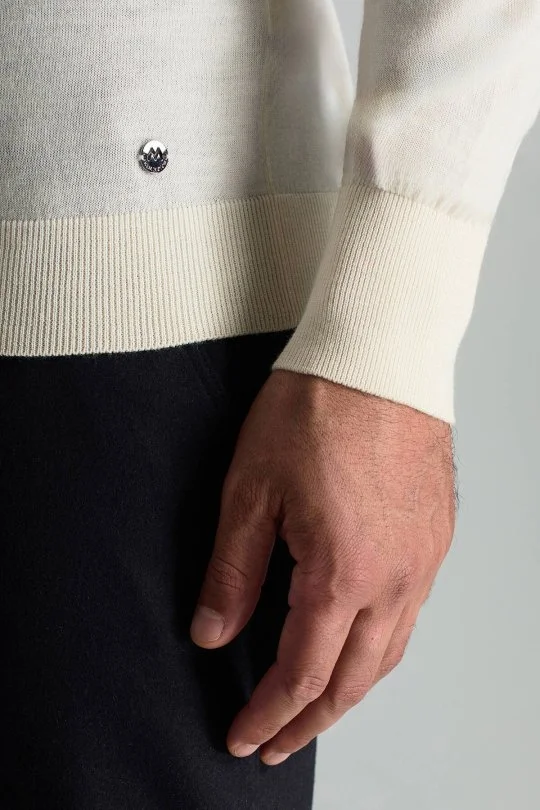 Hemington - Ekru Boğazlı Slim Fit Merino Yün Triko (5)