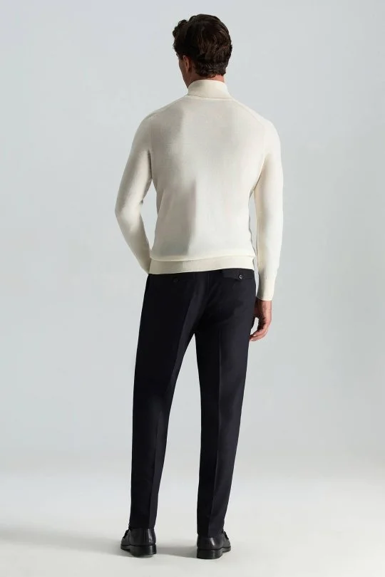 Hemington - Ekru Boğazlı Slim Fit Merino Yün Triko (3)