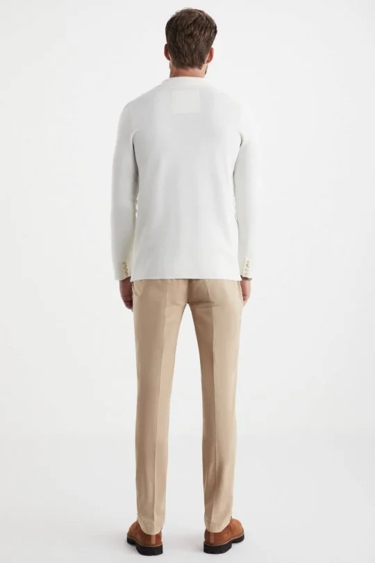 Extrafine Merino Ekru Triko Blazer Ceket