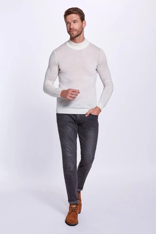 Hemington - Ekru Yarım Balıkçı Yaka Merino Yün Triko (5)