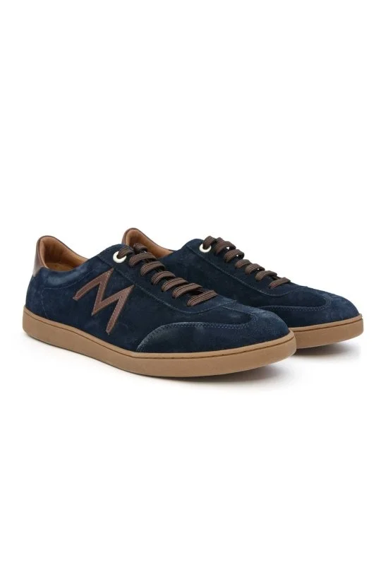 Hemington - El Yapımı Süet Deri M Logo Detaylı Lacivert Sneaker (1)