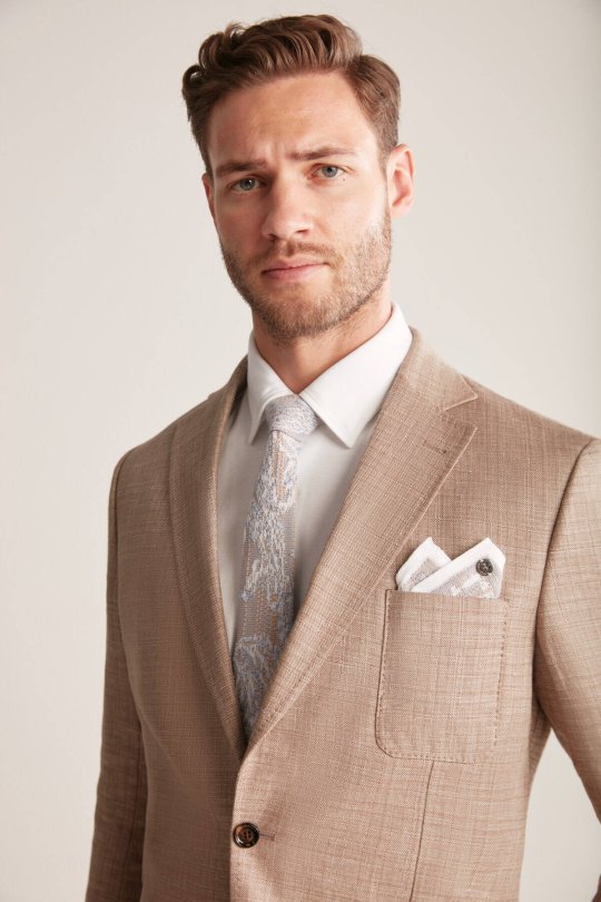 Etnik Desen Gri-Beyaz Örgü Mendil