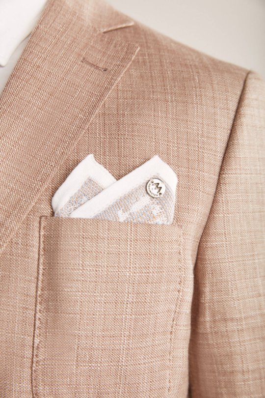 Etnik Desen Gri-Beyaz Örgü Mendil