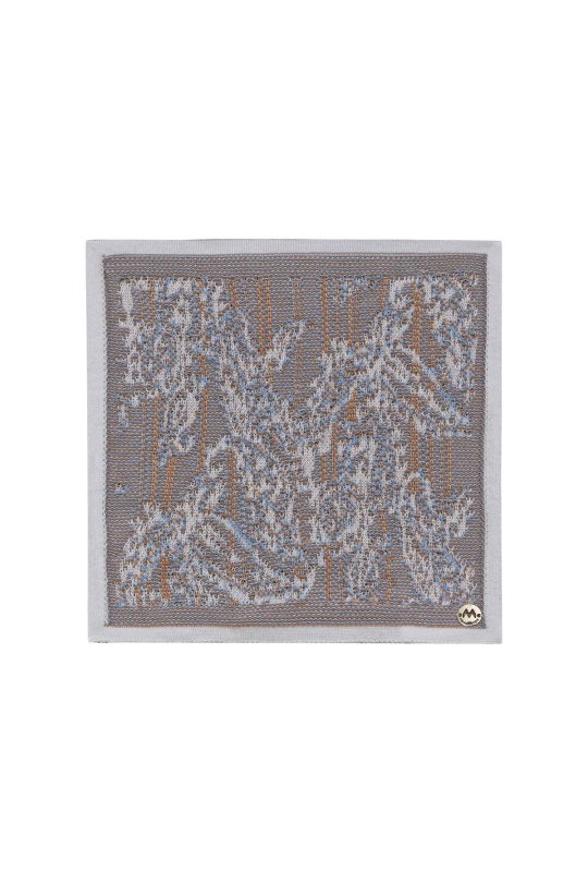 Etnik Desen Gri-Beyaz Örgü Mendil