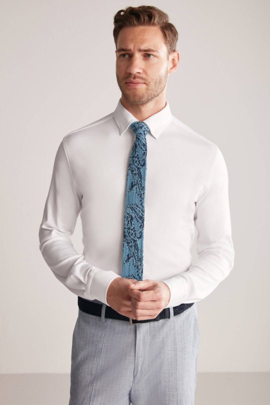 Etnik Desen Lacivert-Mavi Örgü Kravat