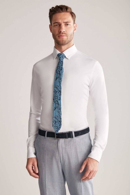 Etnik Desen Lacivert-Mavi Örgü Kravat